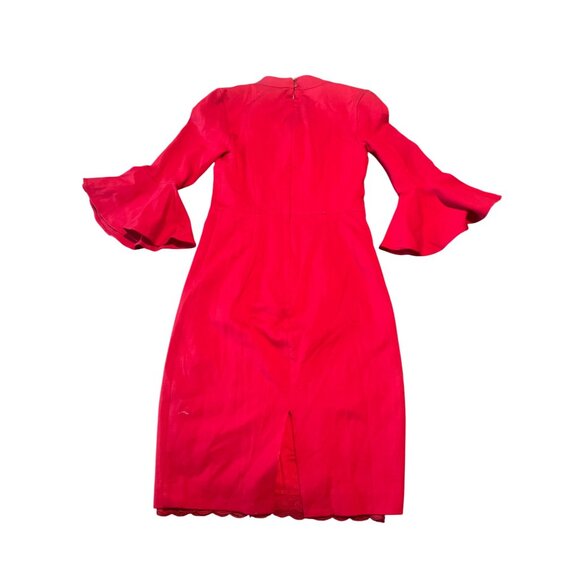Trina Turk Red Lane V neckline bell sleeve sheath dress size XS - Picture 9 of 10